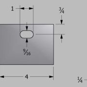 1 hole lift lug welded to 1/4" baseplate for storage tanks, dimension drawing