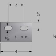 2 hole lug welded to baseplate for storage tanks, dimension drawing