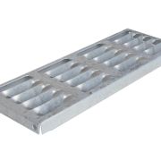 Bolt-on formed-grated steel stair tread