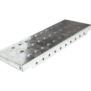 Bolt-on perforated grip top step for steel stairway